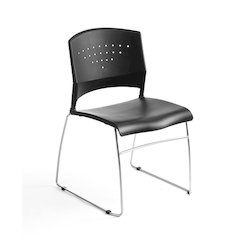 Boss Black Stack Chair With Chrome Frame 2 Pcs Pack