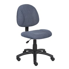 Blue Armless Office Chair With Wheels, Ideal Desk Chair For Sewing Tasks