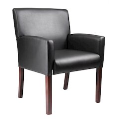 Black Reception Chair With Wood Frame, Office Guest Or Client Seating