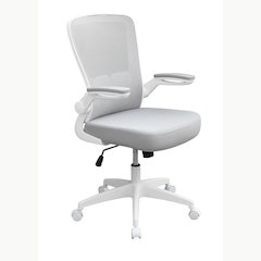 Boss Grey Mesh, Flip Arm, Task Chair, White Frame