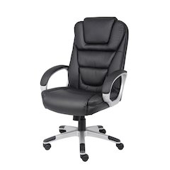 Black Leather Office Chair, Executive High Back Computer Desk Seating