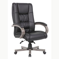 Boss High Back Executive Wood Finished Chair, Grey