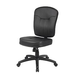 Black Leather Office Guest Chair for Client Meetings and Reception Use