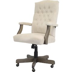 Tufted Executive Desk Chair in Champagne Faux Leather