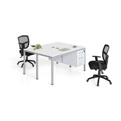 Double Desk, Face To Face With (2) Pedestals, 66" X 24" Desk Top (Ea), White