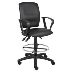 Boss Multi-Function LeatherPlus Drafting Stool W/ Loop Arms