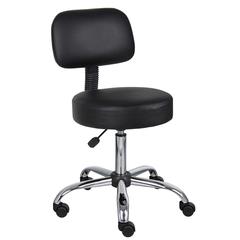 Boss Black Caressoft Medical Stool W/ Back Cushion