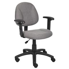 Boss Grey  Deluxe Posture Chair W/ Adjustable Arms