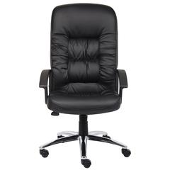 Boss High Back LeatherPlus Chair W/ Chrome Base