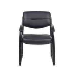 Boss Leather Sled Base Side Chair W/ Arms