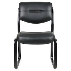 LeatherPlus Armless Side Chair with Sled Base, Desk Chair No Wheels, Black