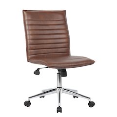 Boss Brown Vinyl Armless Hospitality Chair