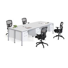 Quad Desks With (4) Pedestals,  71" X 30"Desk Top (Ea), White