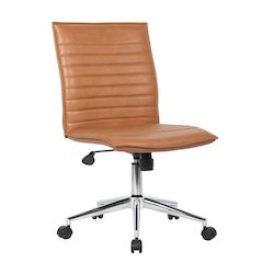 Boss Caramel Vinyl Armless Hospitality Chair