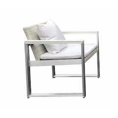Chester Chair, Brushed White In Aluminum, Rattan