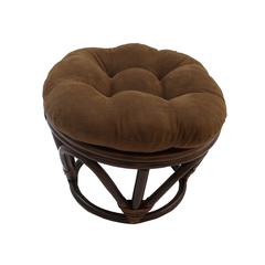 Rattan Ottoman with Micro Suede Cushion