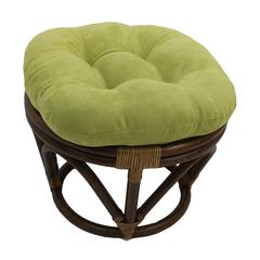Rattan Ottoman with Micro Suede Cushion