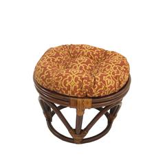 Rattan Ottoman with Outdoor Fabric Cushion