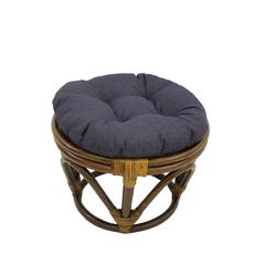 Rattan Ottoman with Outdoor Fabric Cushion