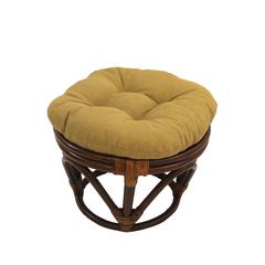 Rattan Ottoman with Outdoor Fabric Cushion