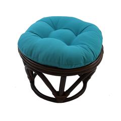 Rattan Footstool with Twill Cushion