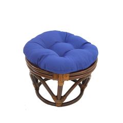 Rattan Footstool with Twill Cushion