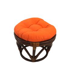 Rattan Footstool with Twill Cushion