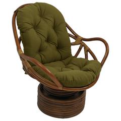 Rattan Swivel Rocker with Outdoor Fabric Cushion, Avocado