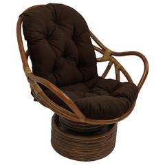 Rattan Swivel Rocker with Outdoor Fabric Cushion, Cocoa