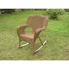 Resin Wicker Camel Back Rocking Chairs (Set of Two)