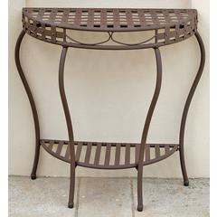 Santa Fe Iron Nailhead 2-Tier Half Moon Table