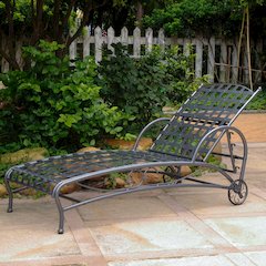 Santa Fe Nailhead Iron Multi-position Chaise Lounge, Hammered Pewter