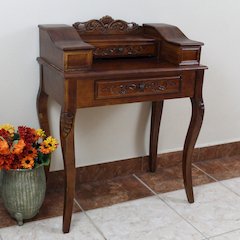 Carved Wood Two Drawer Telephone Table