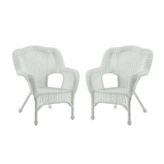 Camelback Resin Wicker Patio Chairs, White (Set of 2)