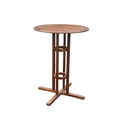 Bar-Height Bistro Table, Acacia Wood, Square Outdoor Stool Table, Brown