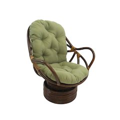 Swivel Rocker, Brown Rattan, Twill Cushion, Comfortable Outdoor Armchair