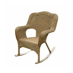Rocking Chairs, Set of 2, Mocha Wicker, Camel Back Design, Outdoor Seating