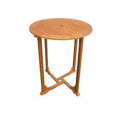Bar Height Round Table, Solid Balau Wood, Umbrella Hole, Outdoor Patio