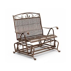 Double Iron Glider in Bronze Finish, Durable All-Weather Outdoor Rocking Chair