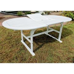 Royal Fiji 59-inch / 79-inch Acacia Oval Extendable Dining Table w/Fold Out Leaf, Antique White