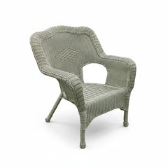 Patio Chair, Moss Wicker, Stackable, Steel Frame and Camelback Design