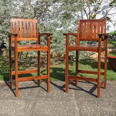 Highland Acacia Americana Bar-Height Arm Chair (Set of 2)