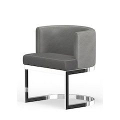 Wingback Dining Chair In Gray  Pu Seat, Chrome Base