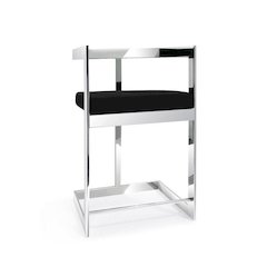 Counter Chair, 26", Black, Stainless Steel Base