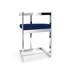 Counter Chair, 26", Blue Velvet, Stainless Steel Base
