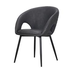 Dining Chair with PU Seat and Black Metal legs, Set of 4