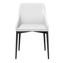 Pu Dining Chair/Black Legs, White Pu, Set Of 2