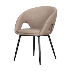 Dining Chair with PU Seat and Black Metal legs, Set of 4