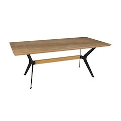 Dining Table with Veneer Top and Metal Black legs