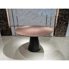 Walnut Wood Top Dining Table W/Black Powder Coating Base